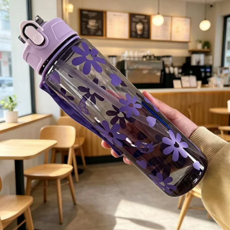 800ml Sports Water Bottle Motivational Fitness Cup with Time Marker