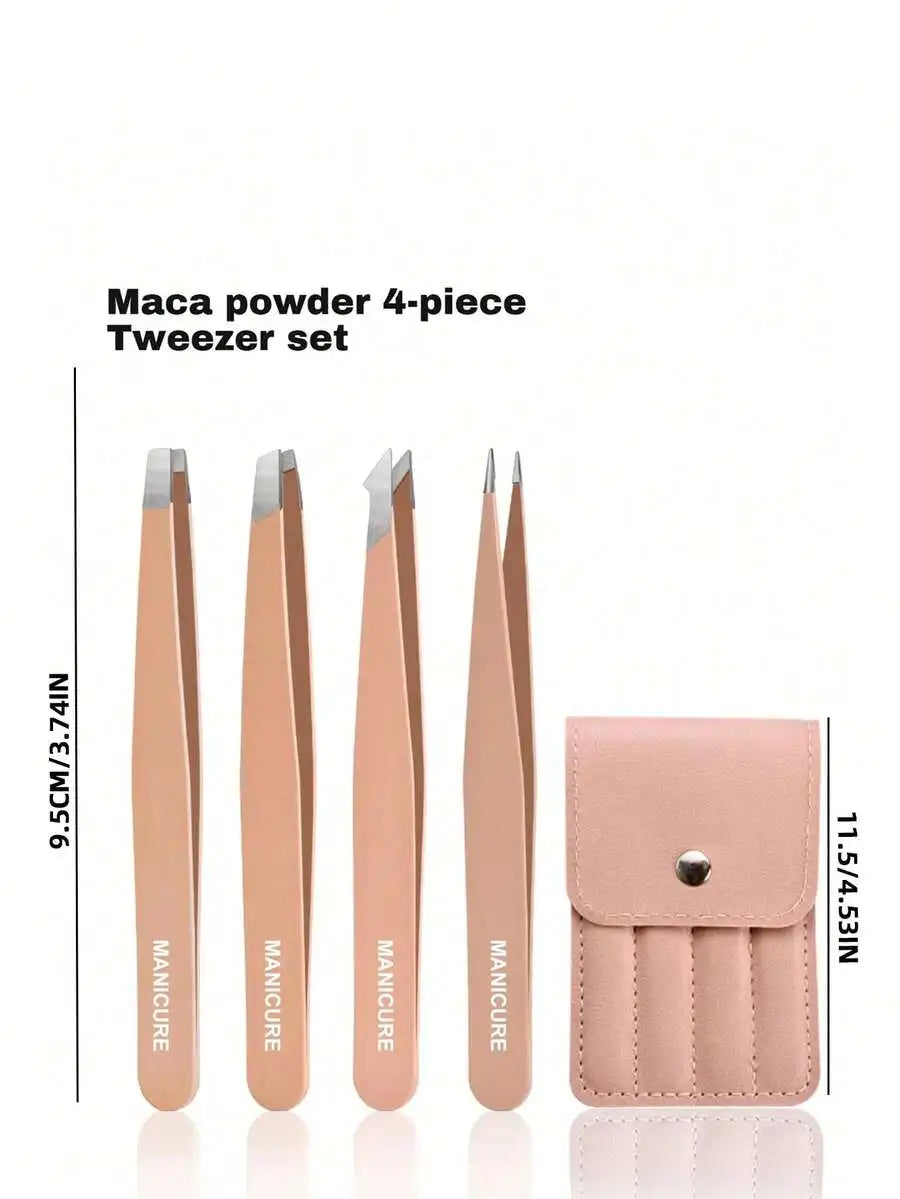 4pc Professional Stainless Steel Tweezer Set Precision Crafting Tools