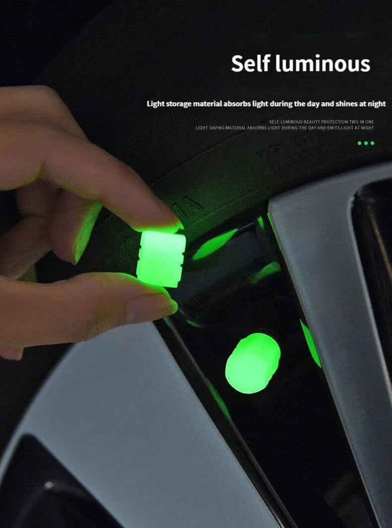 Universal Luminous Tire Valve Caps Glow in the Dark Bike Stem Covers - 12