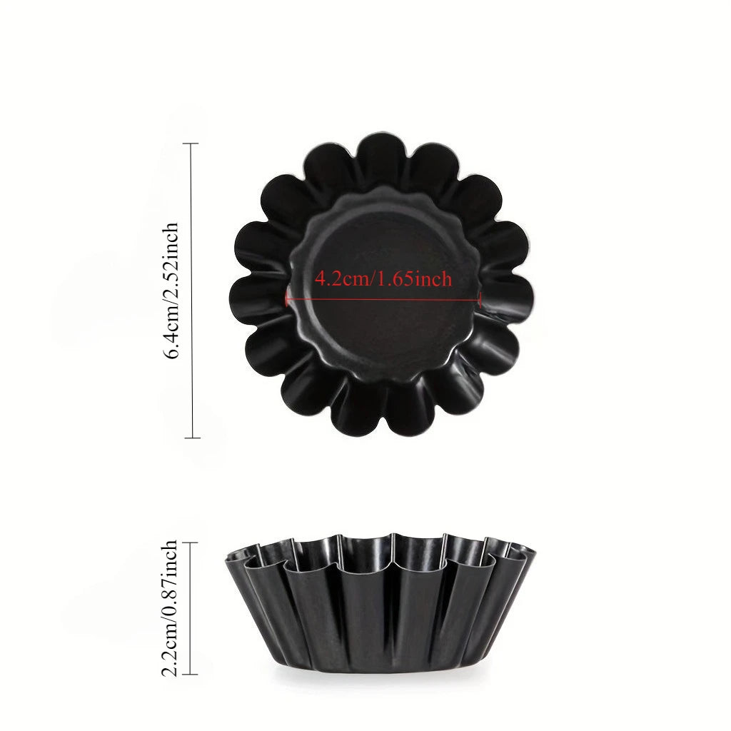 24PCS Non-Stick Egg Tart Molds Carbon Steel Fluted Baking Cups Set