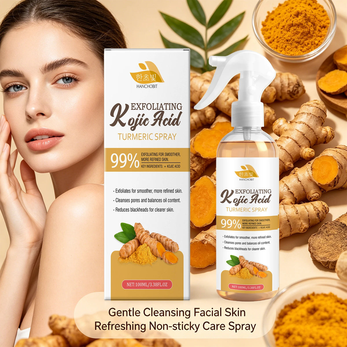 Kojic Acid Turmeric Exfoliating Spray Brightening Facial Mist