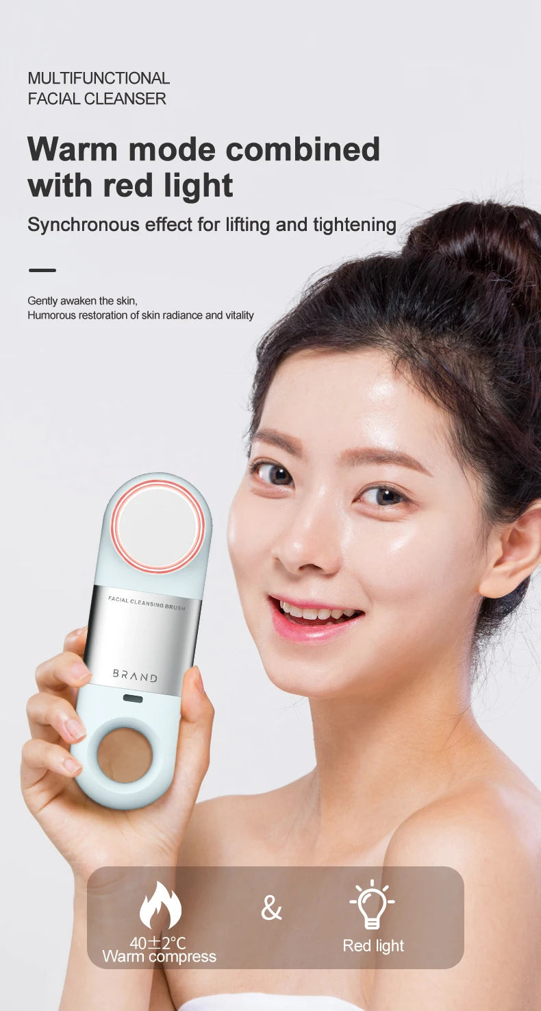 Hot Cold Facial Cleansing Brush Waterproof Face Scrubber