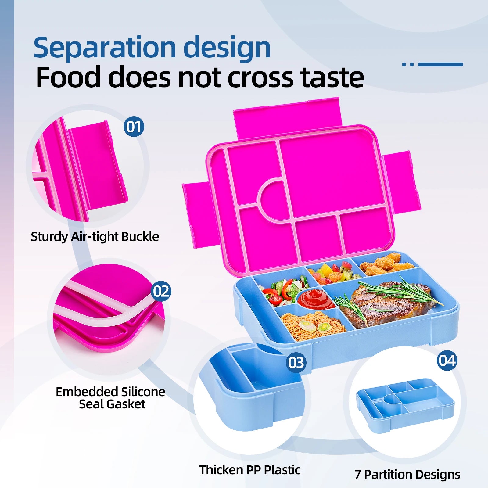 1100ml Leakproof Bento Lunch Box Microwavable Tritan Food Container - 25