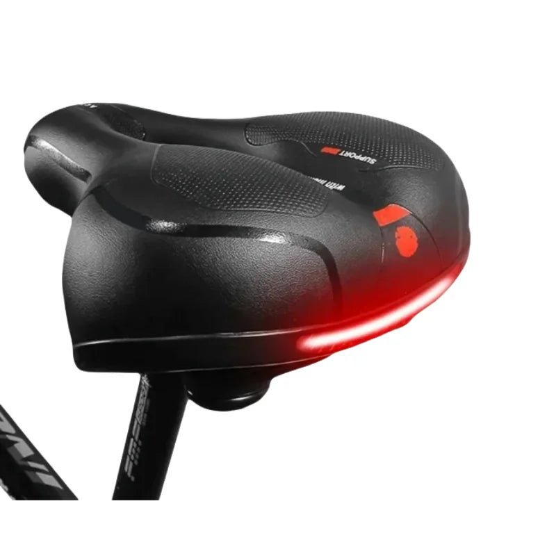 Comfortable MTB Bike Saddle with Integrated Safety Warning Tail Light - 1
