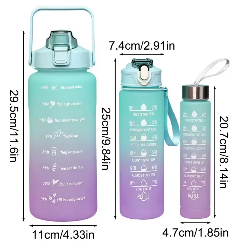 Motivational Water Bottle with Time Marker Leakproof Sport Fitness Jug - 3