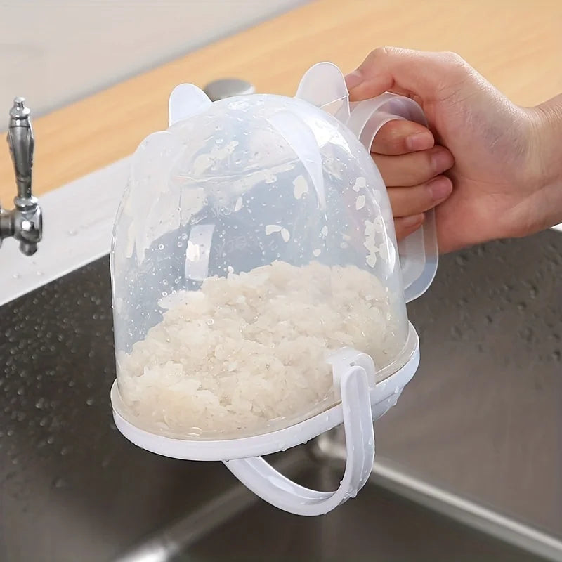 Rice Washer Bowl with Lid - Kitchen Colander and Strainer Basket - 2
