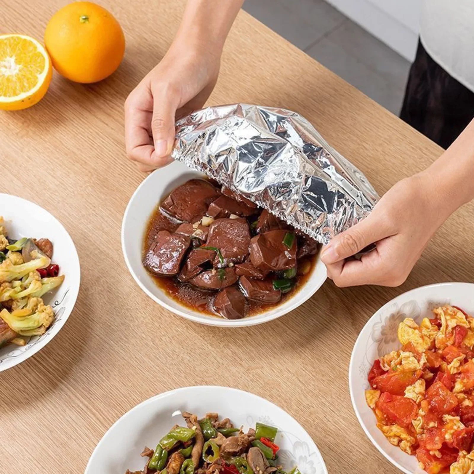 Reusable Aluminum Foil Food Covers Thermal Insulated Bowl Lid Set