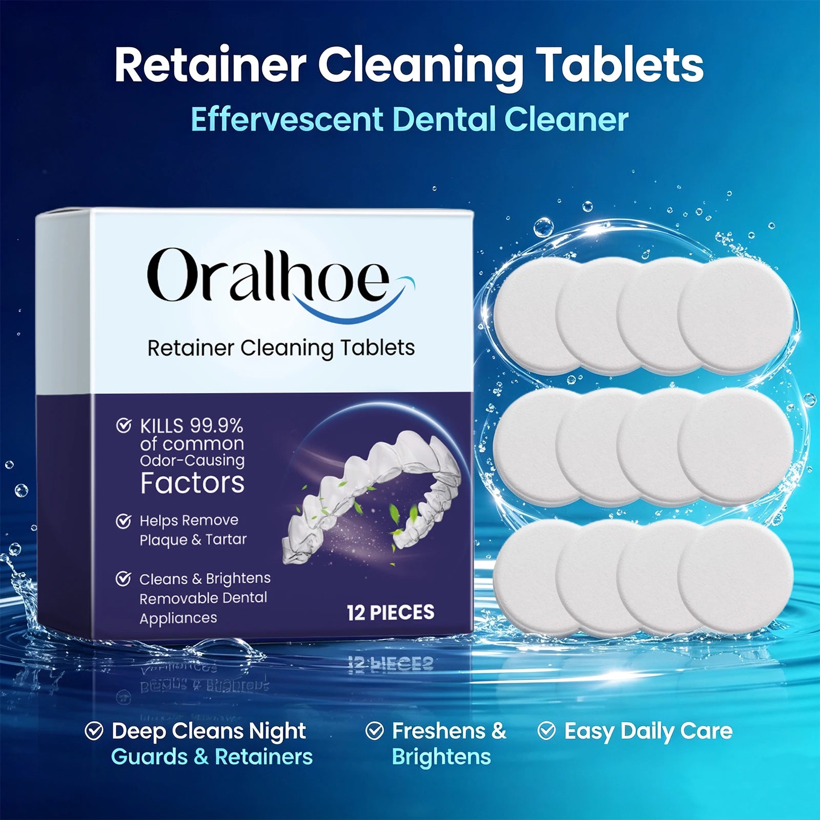 Oralhoe Denture Cleaning Effervescent Tablets Plaque Stain Remover - 1