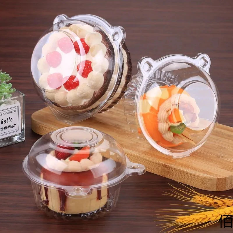 Disposable Cupcake Boxes Clear Plastic Individual Dessert Containers - 3