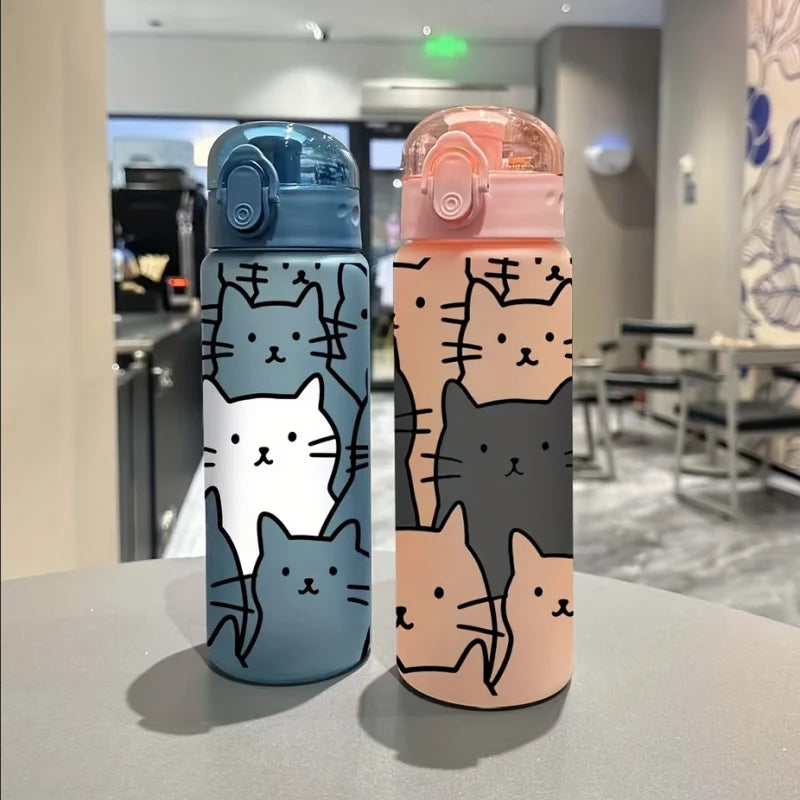 Cute Cartoon Kitten 780ml Sports Water Bottle Frosted Portable Tumbler - 1