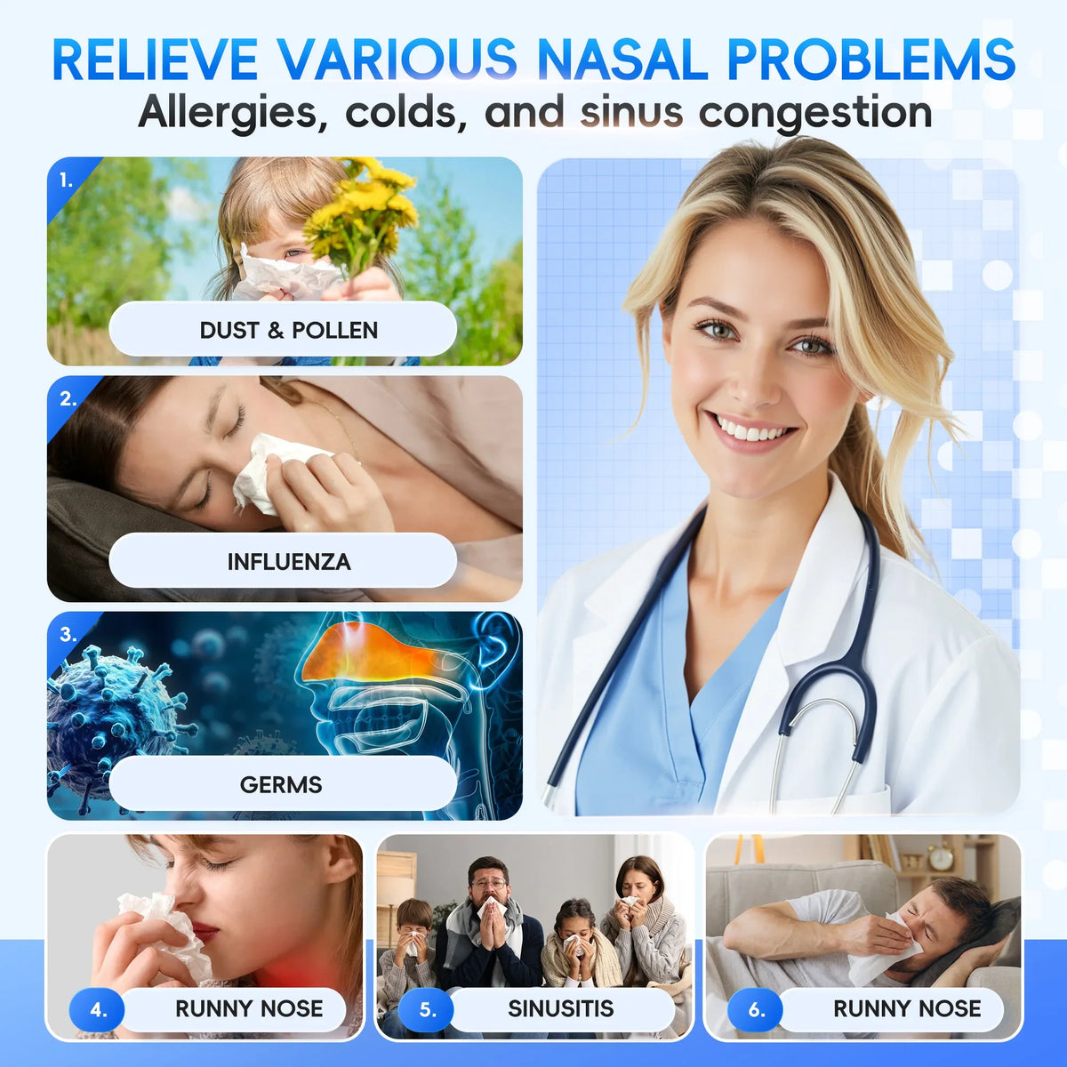 Electric Nasal Irrigation System Sinus Rinse Machine Nose Cleaner