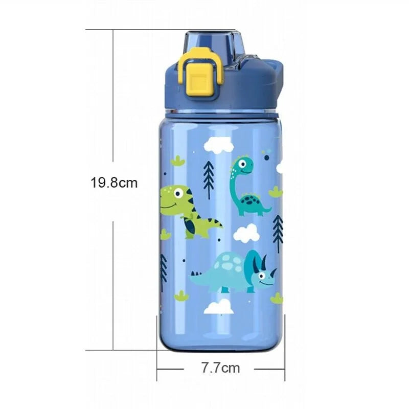 600ml Kids Water Bottle Cartoon Leak Proof Straw Cup for School Travel
