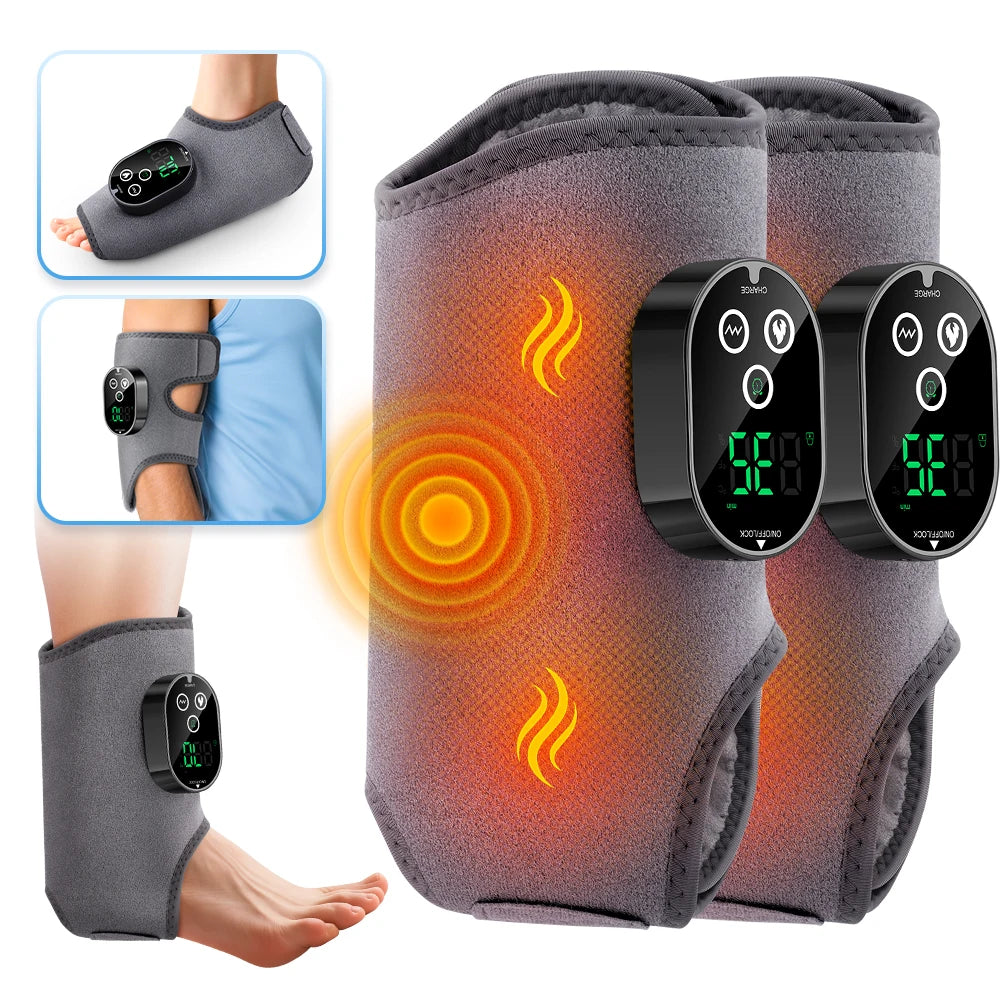Electric Ankle Calf Foot Vibration Massager Heating Brace