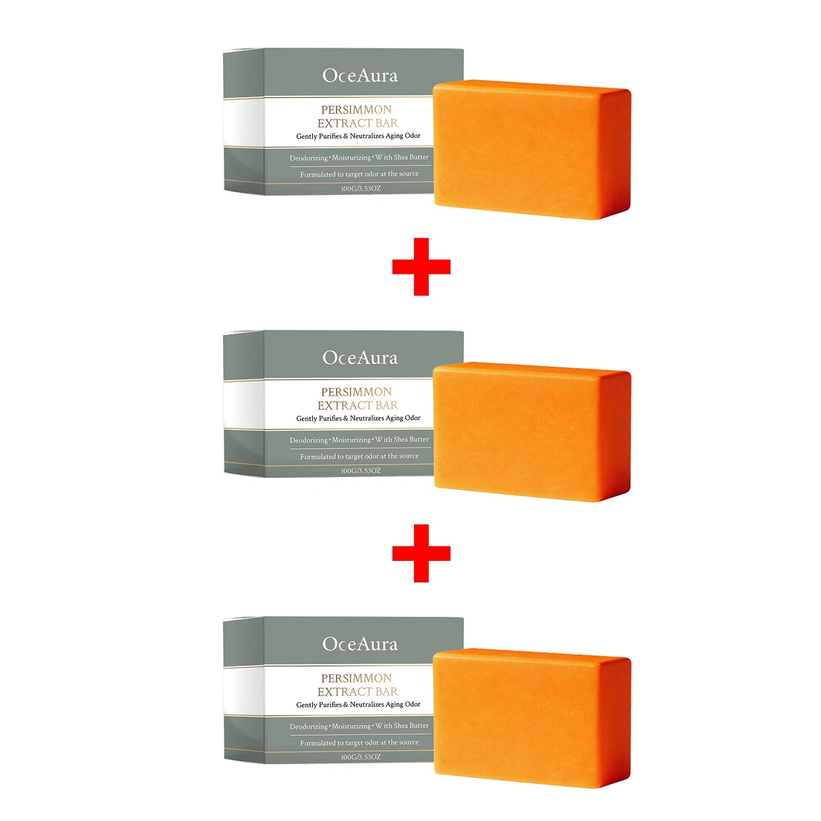 Persimmon Deodorizing Body Soap Aging Odor Neutralizer Skin Care Bar - 15
