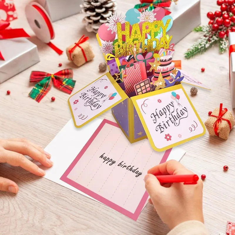 3D Pop Up Birthday Greeting Card Gift Box with Envelope for All Ages