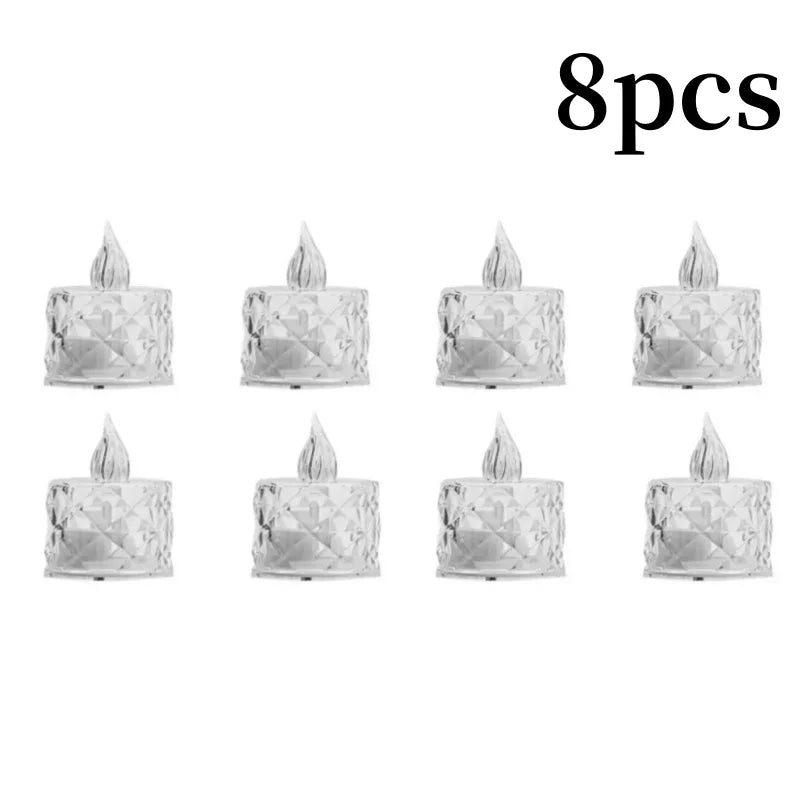 Flameless LED Crystal Tea Light Candles Flickering Electric Night Lamps