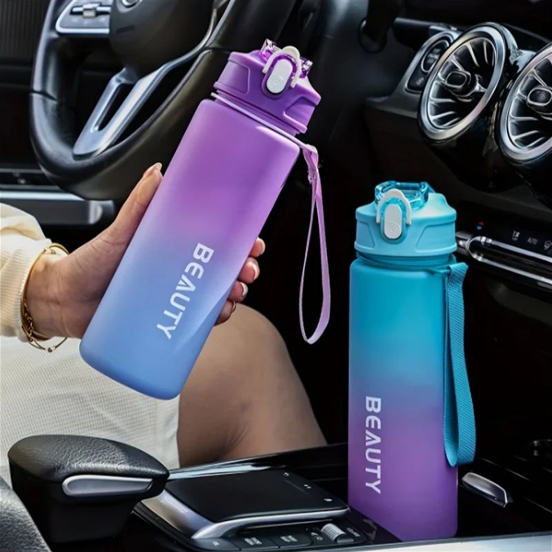 600ml Frosted Sports Water Bottle Leakproof Gym Drink Container