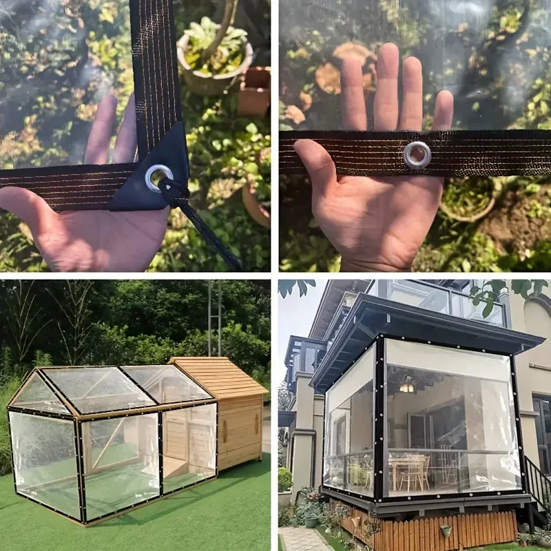 Clear Vinyl Tarp Outdoor Privacy Curtain Weatherproof Patio Enclosure - 2