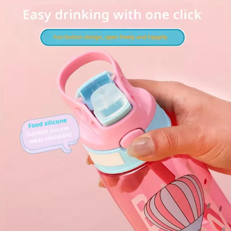 Kids Sippy Water Bottle 480ml BPA Free Cartoon Straw Cup for Toddlers