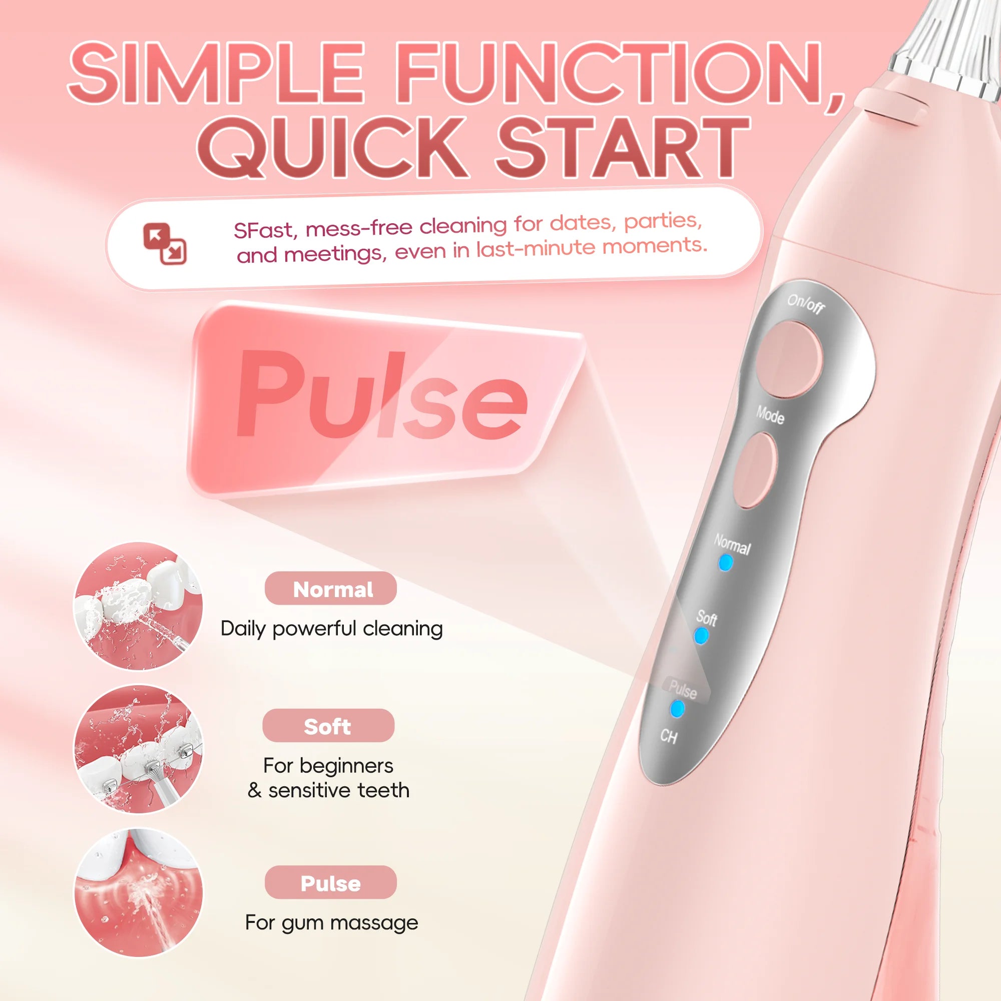 Portable Water Flosser Electric Toothbrush Oral Irrigator Set - 3