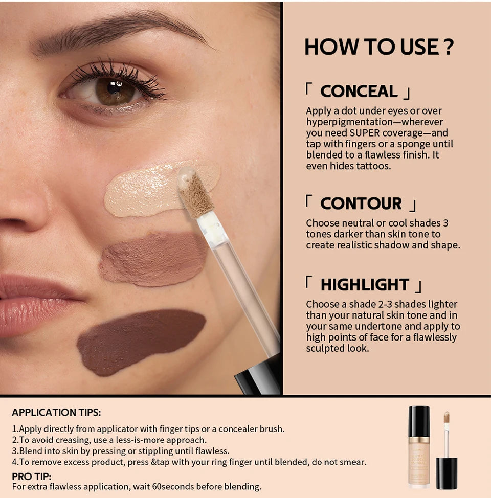 Super Coverage Concealer Contour Highlight Makeup - 13