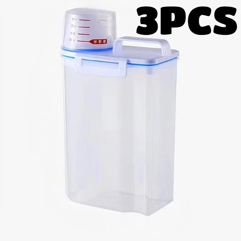 4 Pack Airtight Rice Storage Container Set with Measuring Cup Dispenser - 17