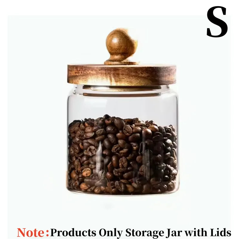 Airtight Glass Food Storage Jar with Acacia Wood Lid Kitchen Canister - 17