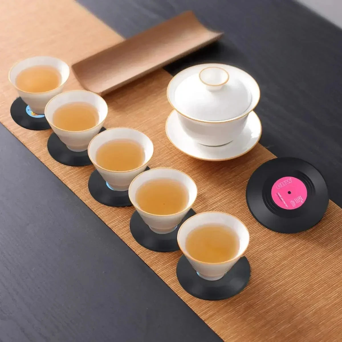 Retro Vinyl Record Coasters Set for Drinks Table Decor 6 or 12 Pack - 11