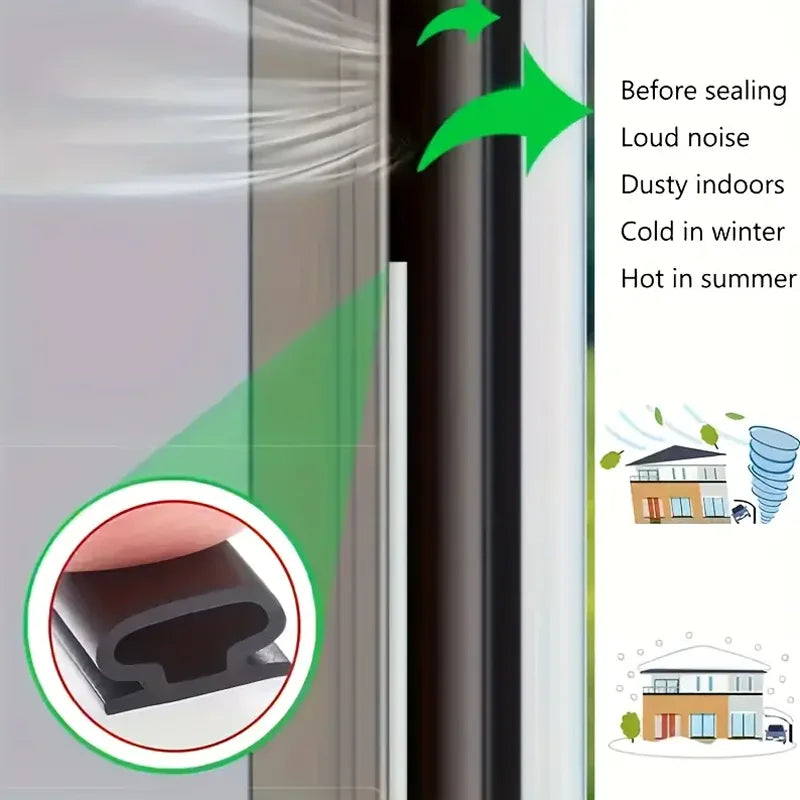 Adhesive Door Window Sealing Strip Soundproof Weatherproof Rubber Seal - 3