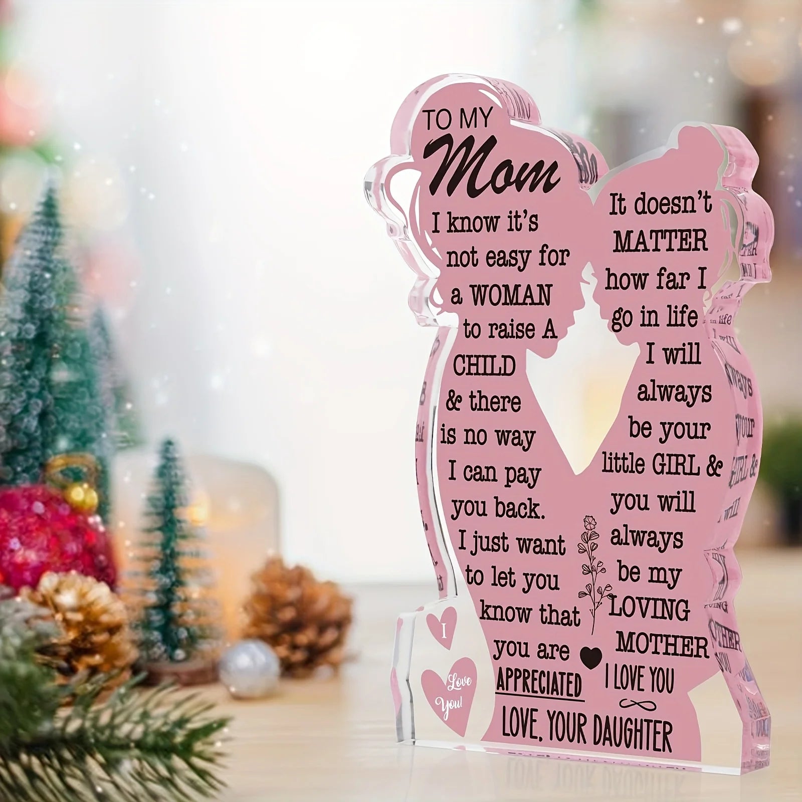 Acrylic Mom Plaque Sign Heartfelt Birthday Gift for Mom from Son