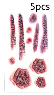 Halloween Scar Tattoos Realistic Blood Clot Makeup Stickers for Cosplay - 19