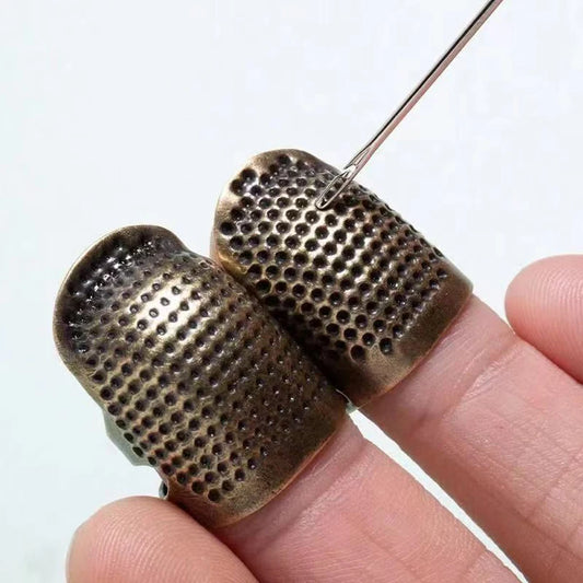 2PCS Vintage Adjustable Sewing Thimble Metal Finger Guard Needle Tool