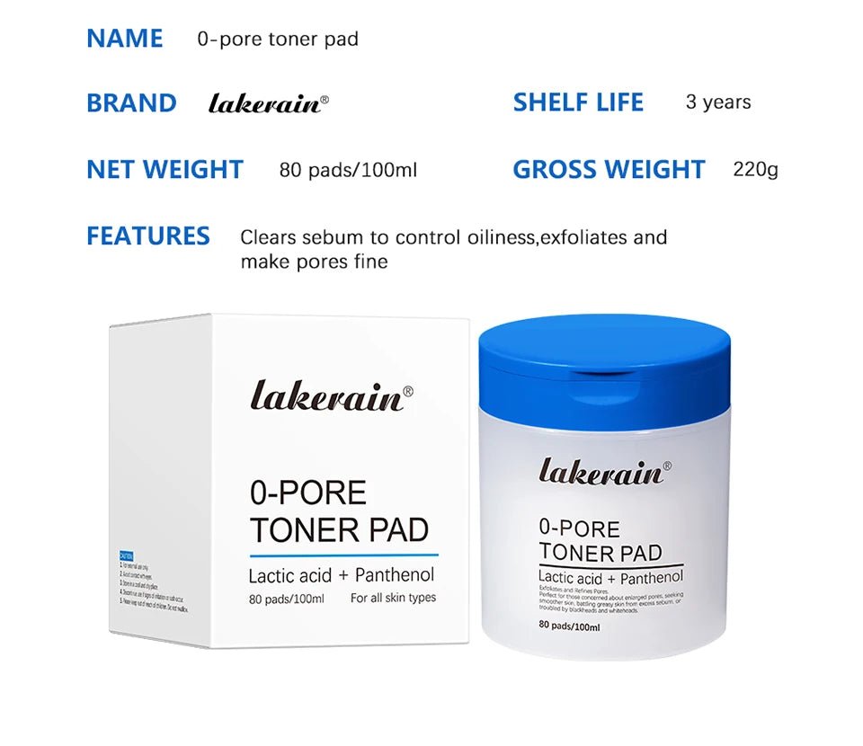 Lakerain Pore Toner Pad and Pink Peptide Facial Serum Skincare Set - 16