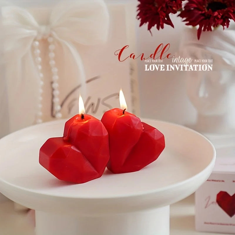 2pc Heart Shaped Scented Aromatherapy Candles Romantic Valentine Gift - 5