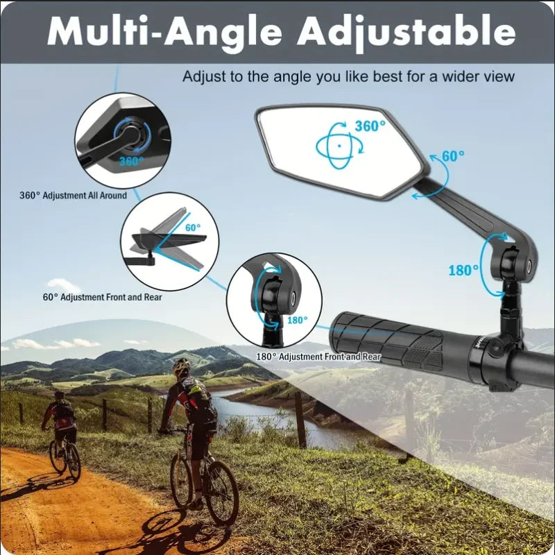 Adjustable Bike Rearview Mirror 360 Rotating Cycling Handlebar Mirror