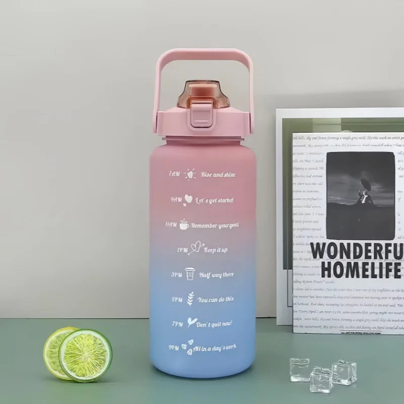 2L Motivational Water Bottle with Straw Leak Proof Sport Fitness Jug - 12