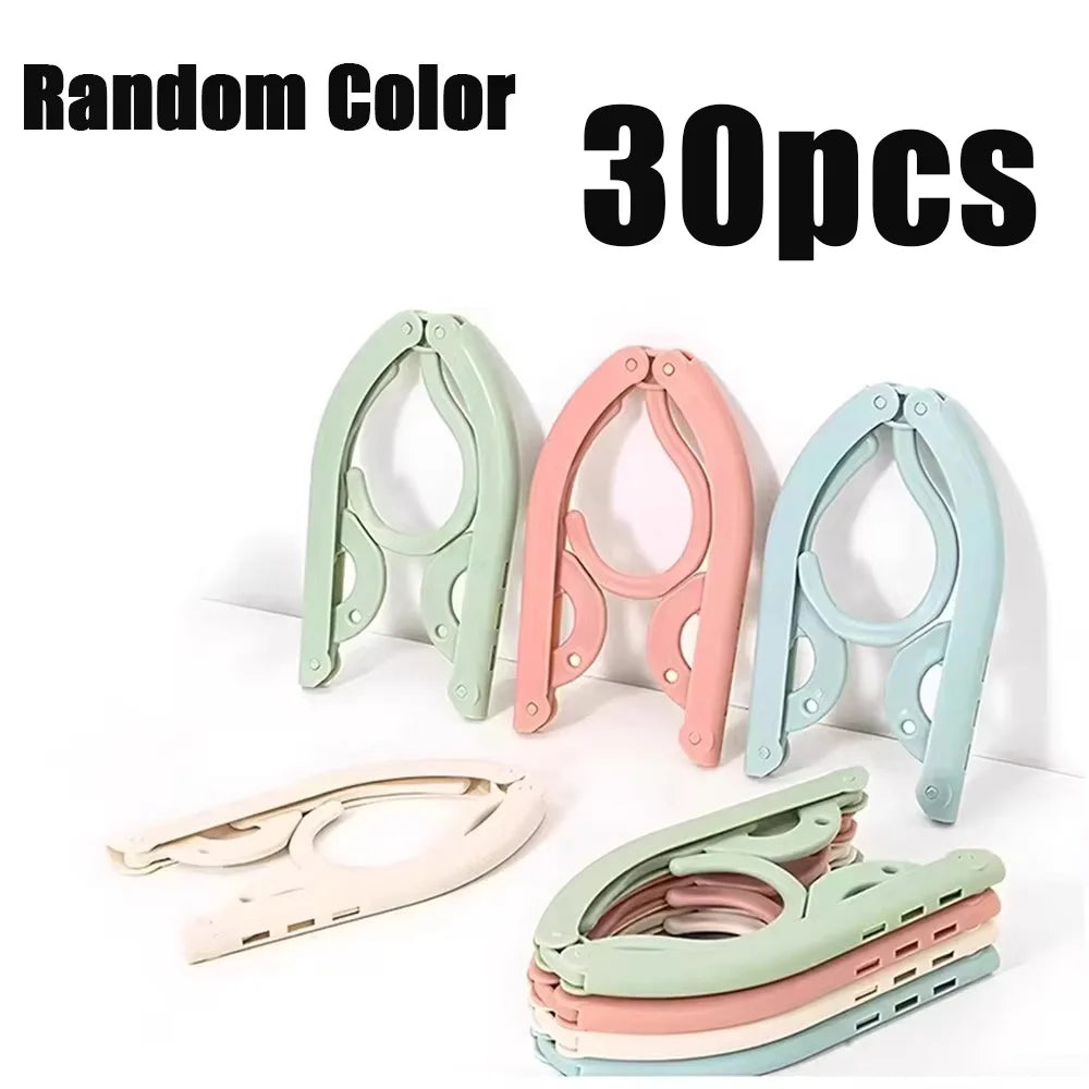 5-10pcs Folding Travel Hangers Portable Space Saving Clothes Rack