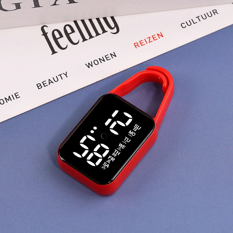 2pcs LED Digital Keychain Watch Portable Touch Screen Fob Pocket Clock - 16