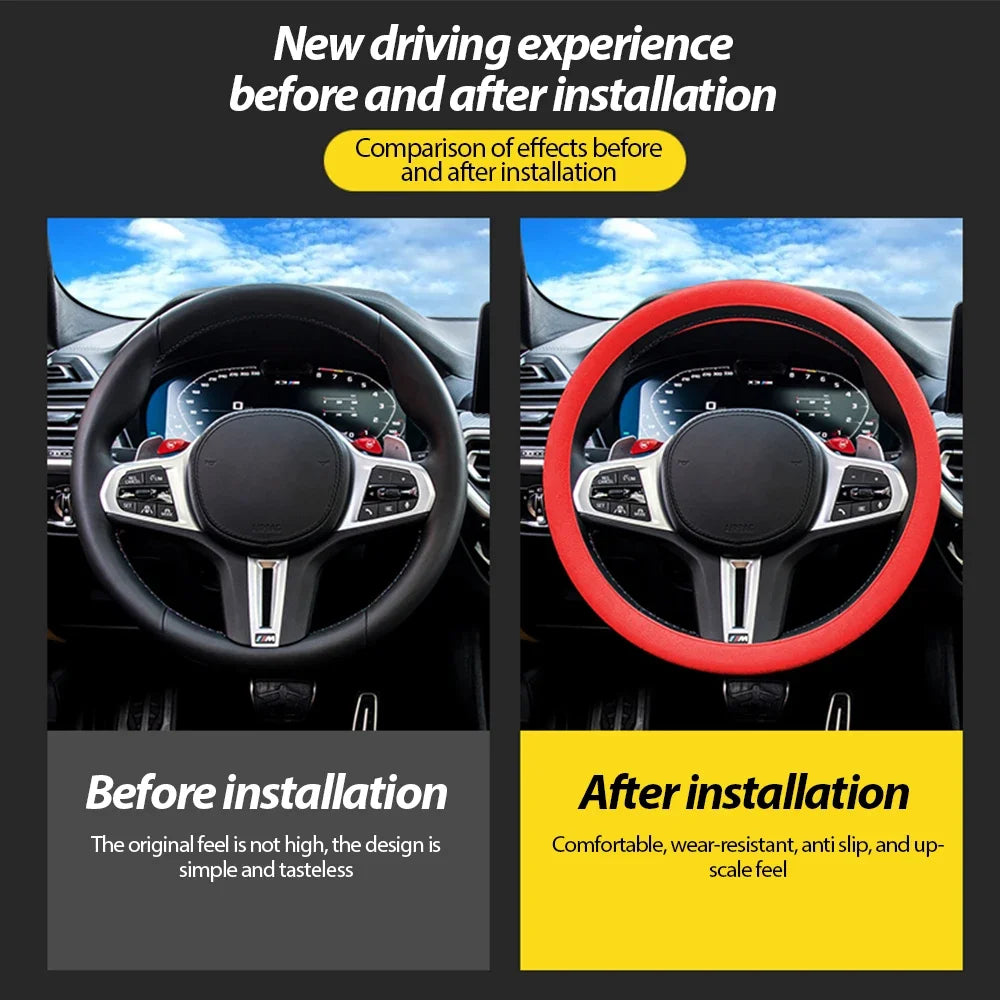 Universal Silicone Steering Wheel Cover Non Slip Sweat Absorbent Grip - 2