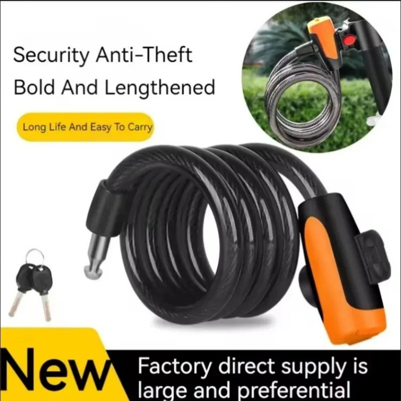 Heavy Duty Bike Lock Steel Cable Anti Theft Security Chain for Bicycle - 1