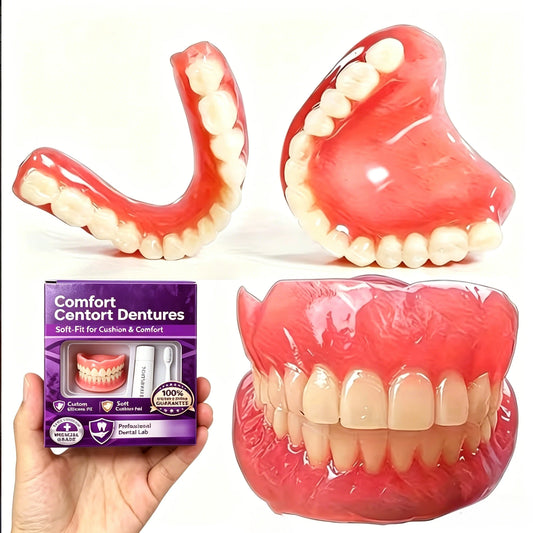 Adult Silicone Dentures Full Set Fake Teeth Comfort Fit