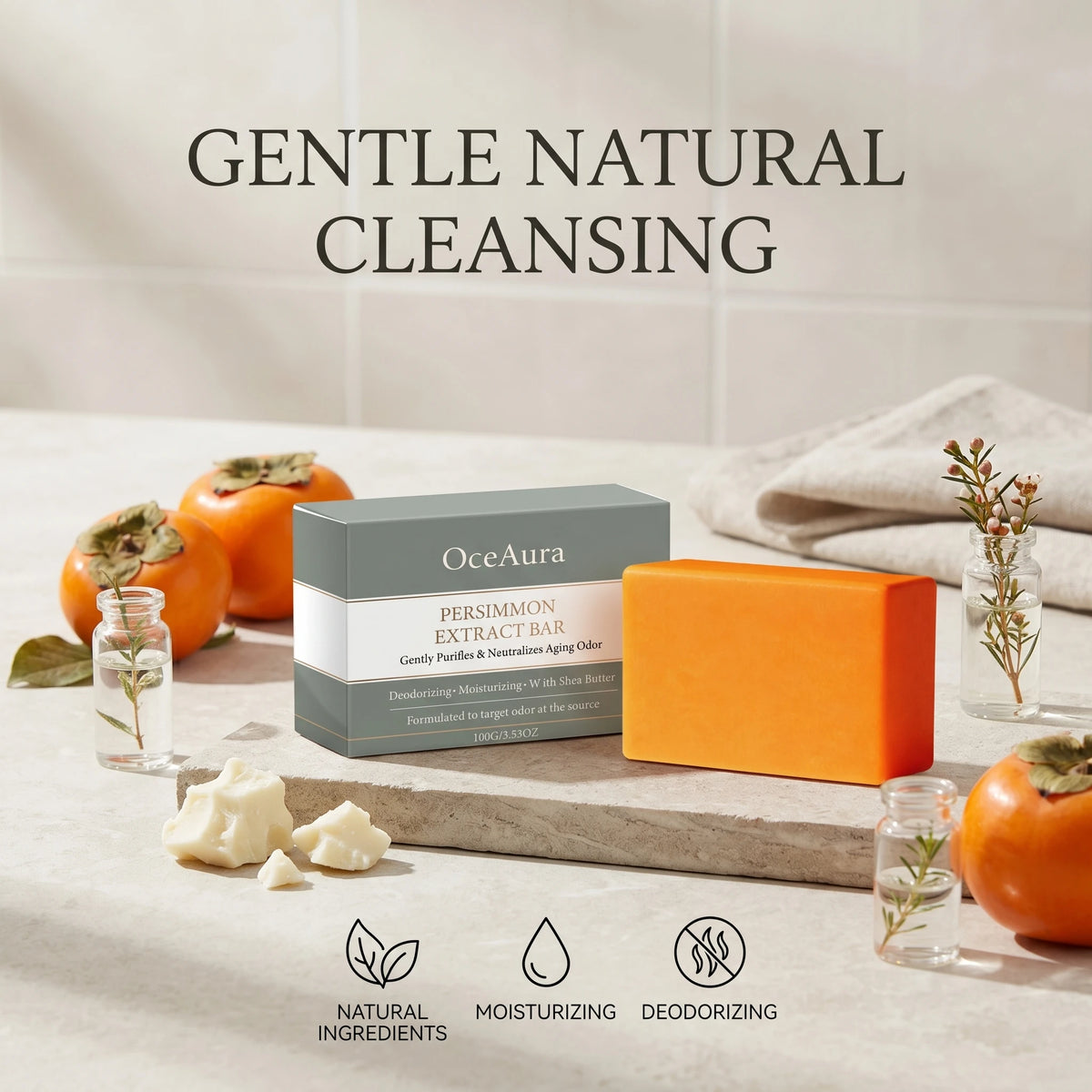 Persimmon Deodorizing Body Soap Aging Odor Neutralizer Skin Care Bar
