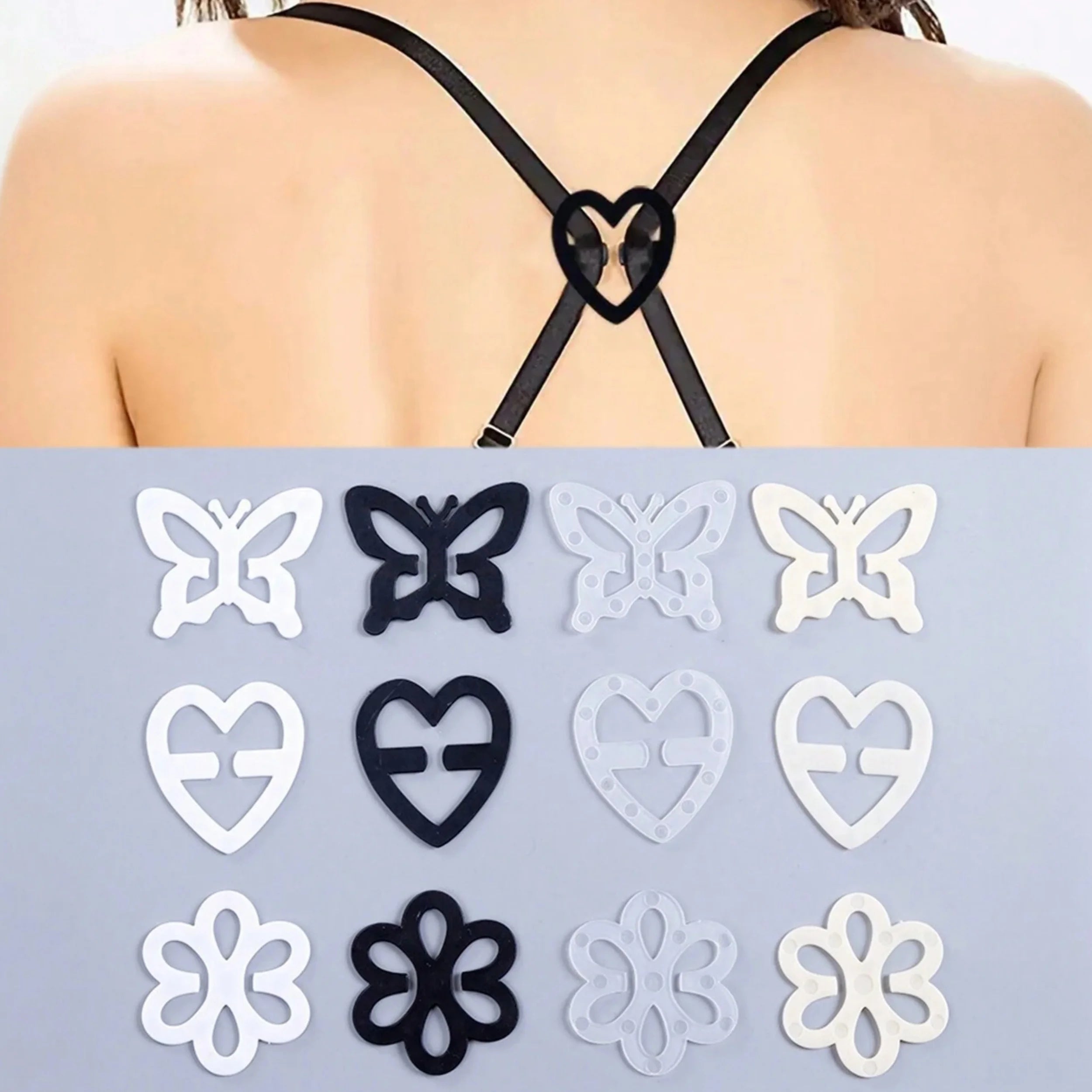 Anti-Slip Bra Strap Clips Racerback Converter and Concealer Set - 8