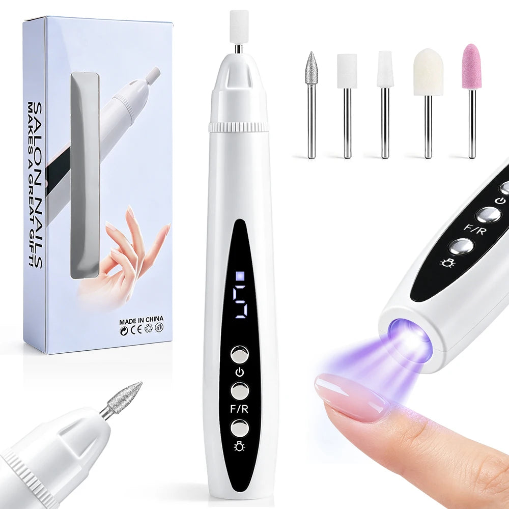 Cordless 2-in-1 Electric Nail Drill and UV Lamp Manicure File Set