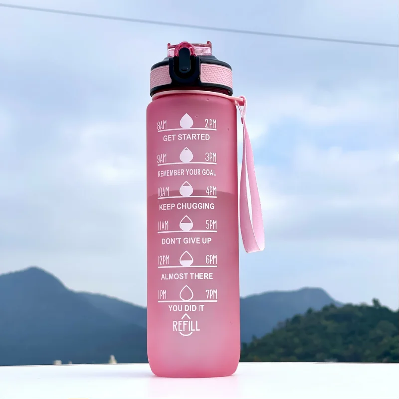 Gradient Sports Water Bottle with Time Marker and Straw Leakproof