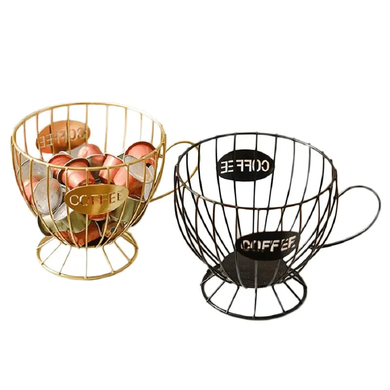Metal Coffee Pod Holder Large Capacity Capsule Organizer Storage Basket - 9