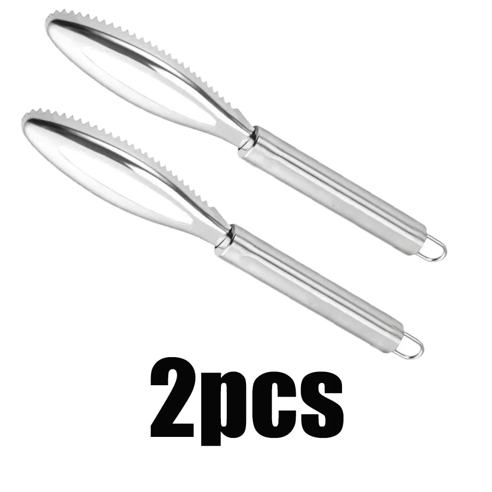 Stainless Steel Fish Scaler Scraper Kitchen Seafood Cleaning Tool - 17