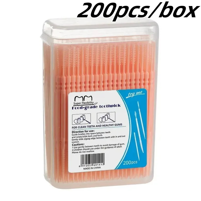 200Pcs Disposable Interdental Brush Toothpick Floss Sticks Oral Care - 16