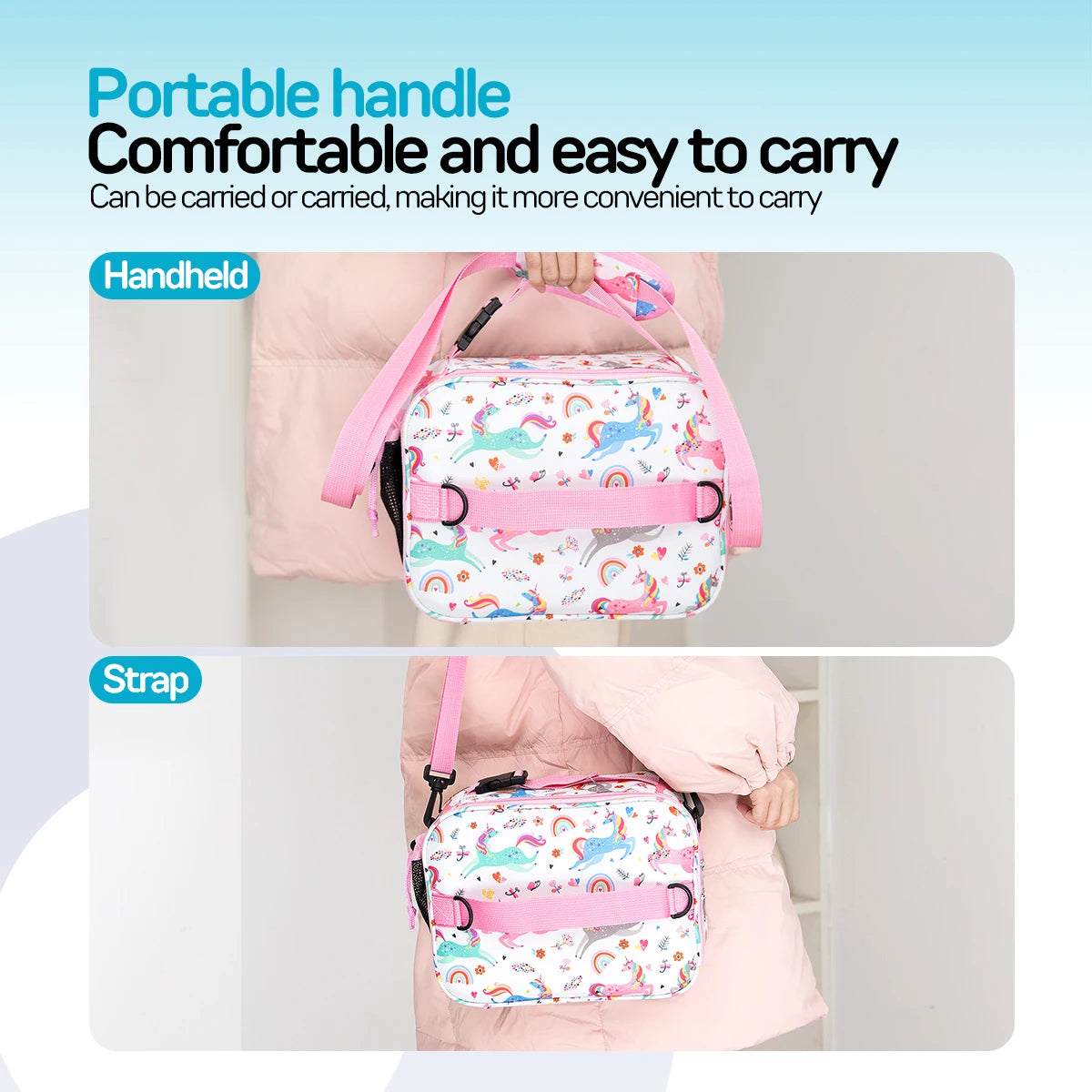 Insulated Lunch Bag Cute Floral Print Bento Box Thermal Cooler Tote - 19