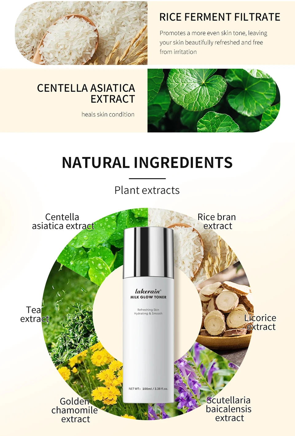 Milk Glow Toner Brightening Skin Care Face Hydration - 12